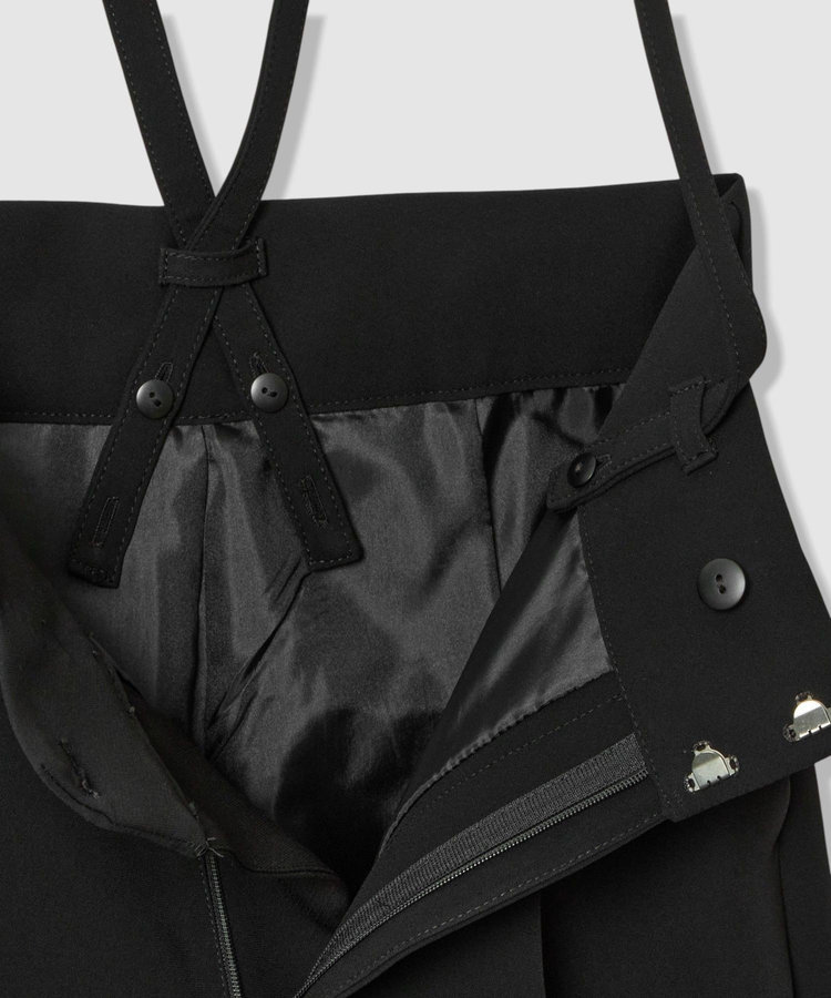 LOULOU WILLOUGHBY 【LOULOU WILLOUGHBY】ダブルクロスハイウエストサロペットパンツ ブラック (95)