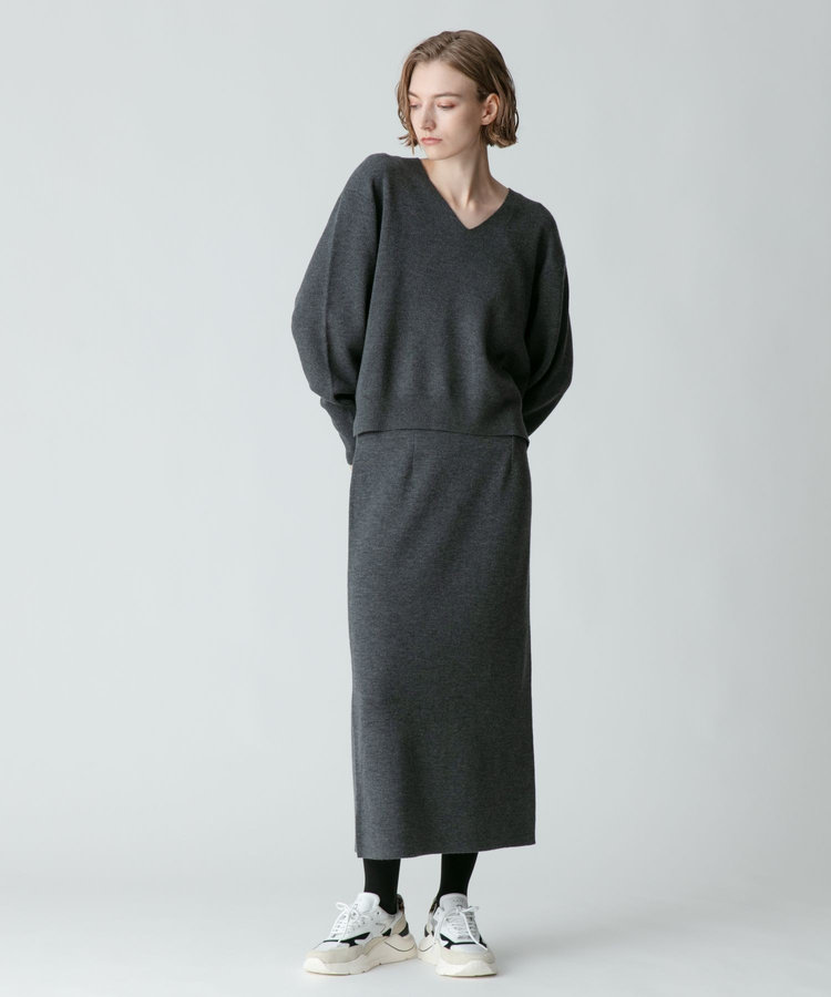 allureville 【セットアップ対応商品】ウールスムースタイトスカート チャコールグレー (94)