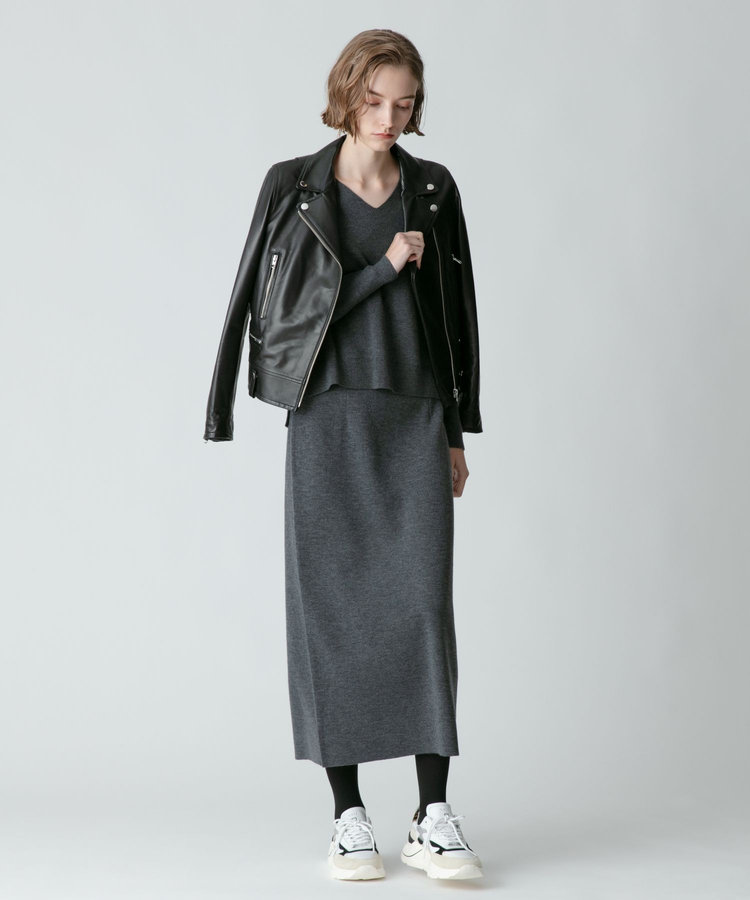 allureville 【セットアップ対応商品】ウールスムースタイトスカート チャコールグレー (94)