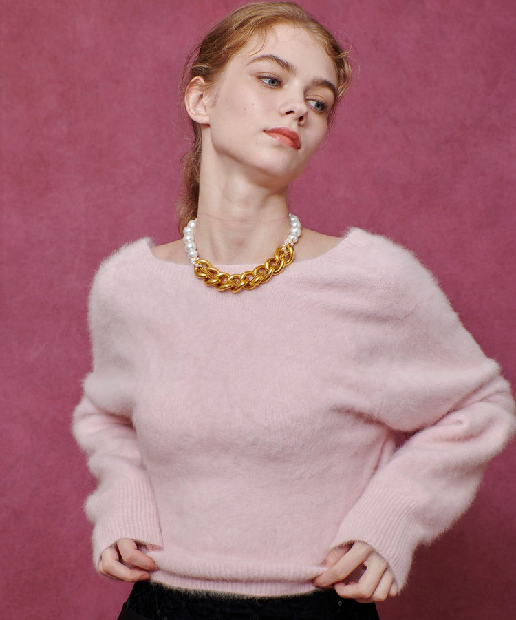 LOULOU WILLOUGHBY 【LOULOU WILLOUGHBY】カシミヤブレンドファー加工Ｖカーディガン ライトピンク (42)