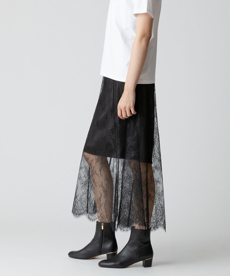 allureville フラワーレースシースルースカート ブラック (95)