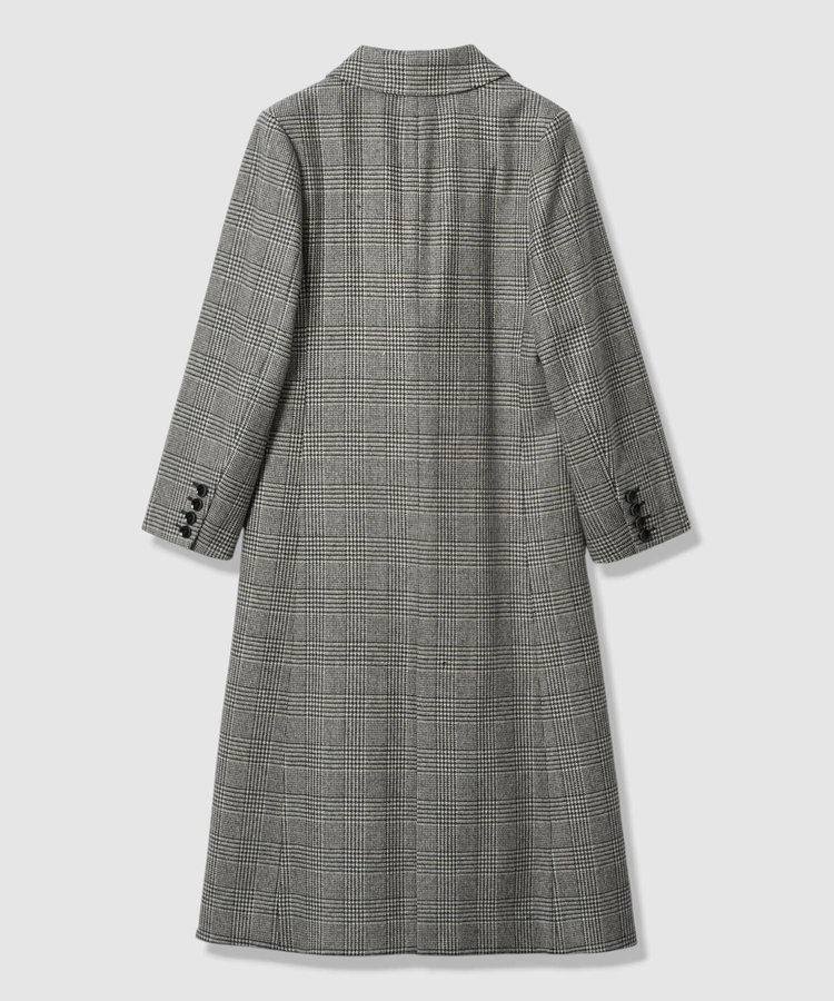 allureville グレンチェックロングチェスターコート ブラック系 (98)