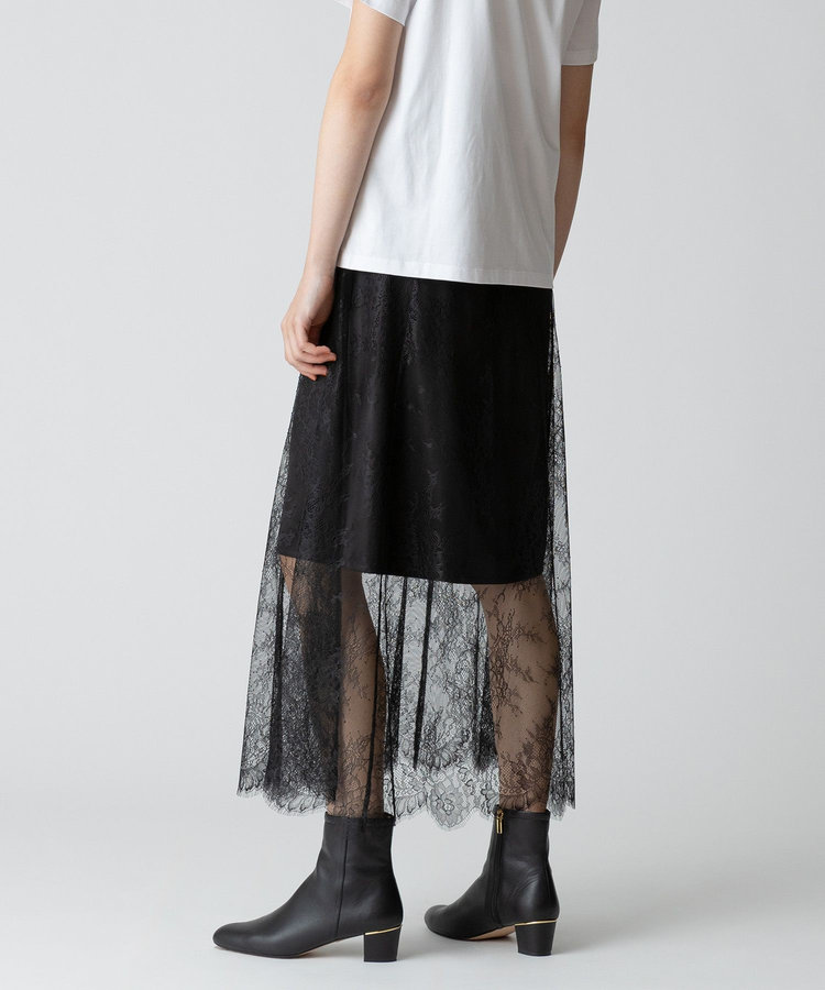 allureville フラワーレースシースルースカート ブラック (95)