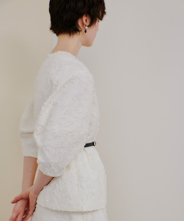 allureville ジャガードランタンスリーブブラウス オフホワイト (02)