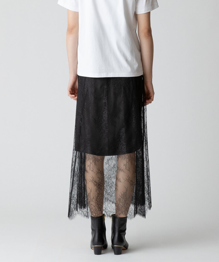 allureville フラワーレースシースルースカート ブラック (95)