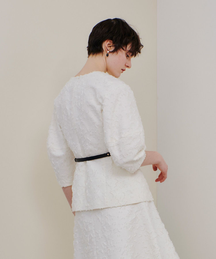 allureville ジャガードランタンスリーブブラウス オフホワイト (02)