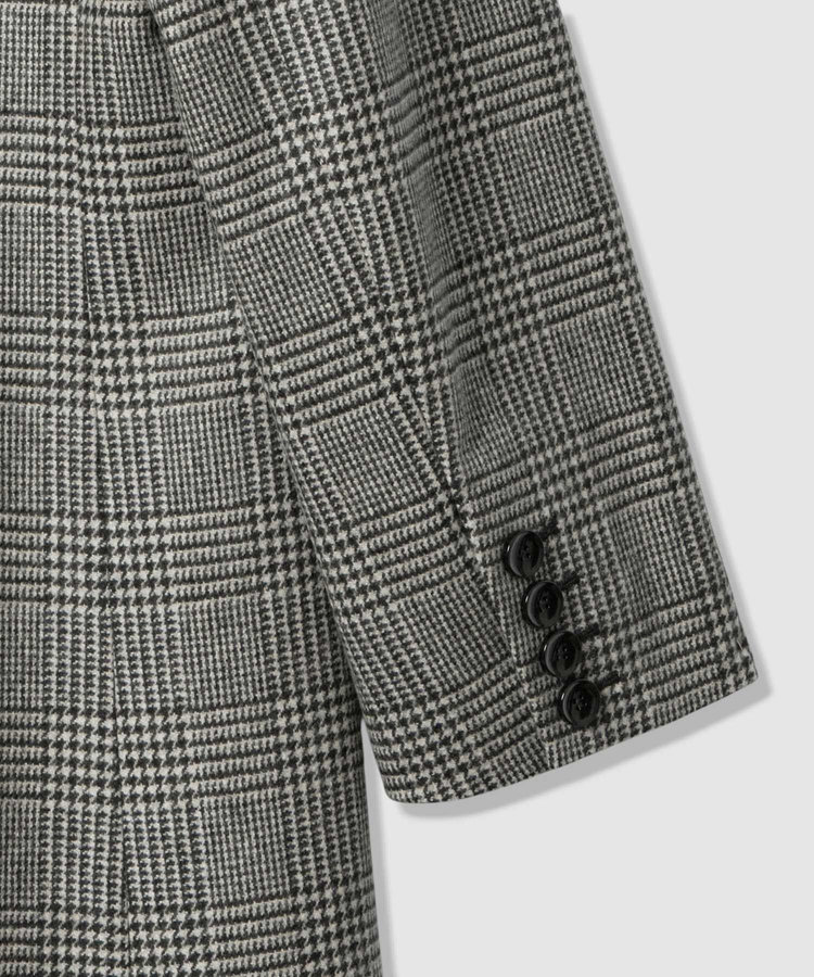 allureville グレンチェックロングチェスターコート ブラック系 (98)