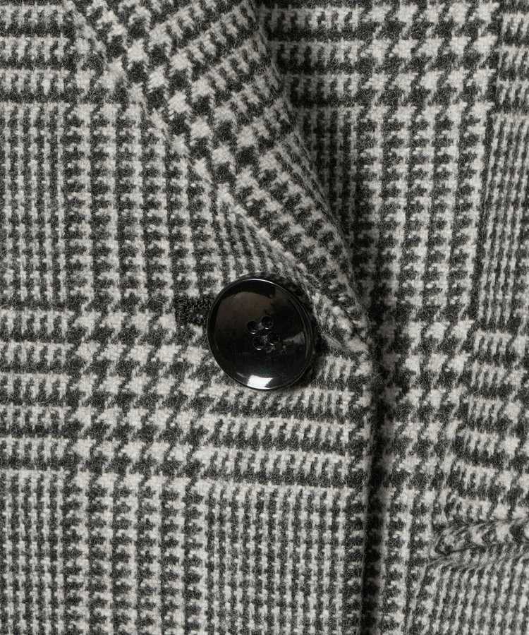 allureville グレンチェックロングチェスターコート ブラック系 (98)