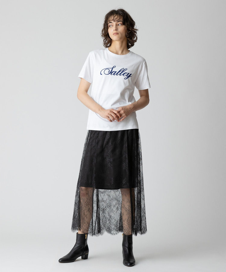 allureville フラワーレースシースルースカート ブラック (95)