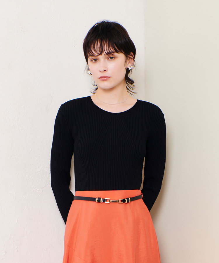 allureville リブキリカエデザインプルオーバー ブラック (95)