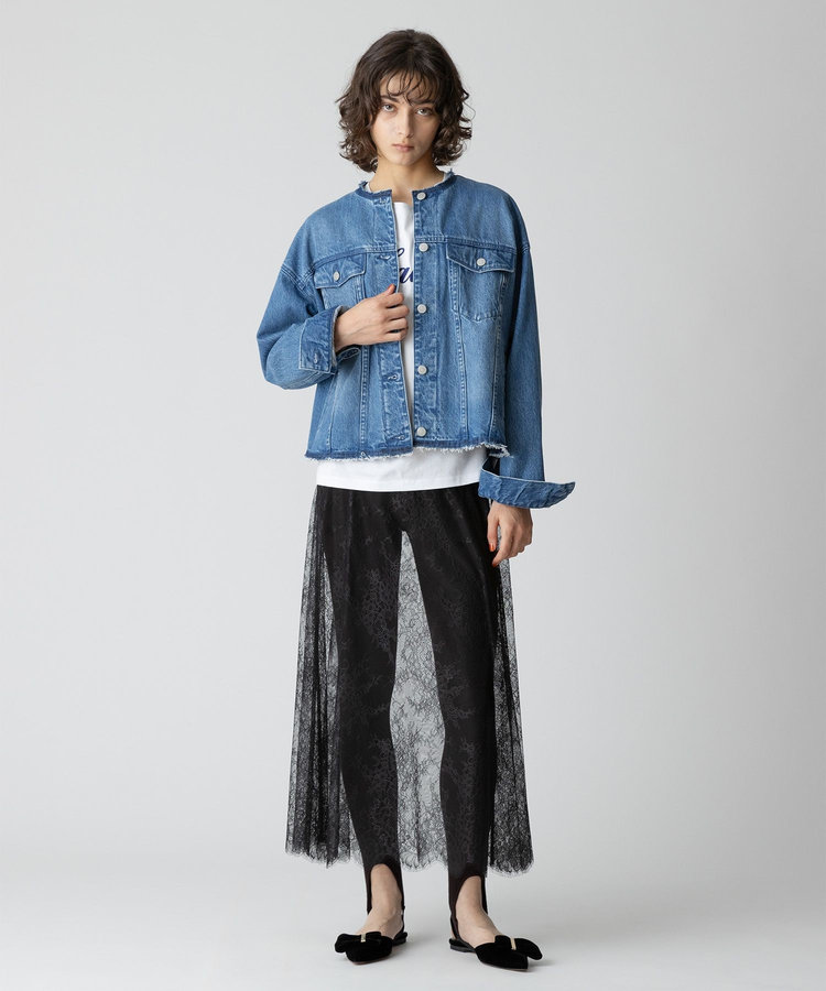 allureville フラワーレースシースルースカート ブラック (95)