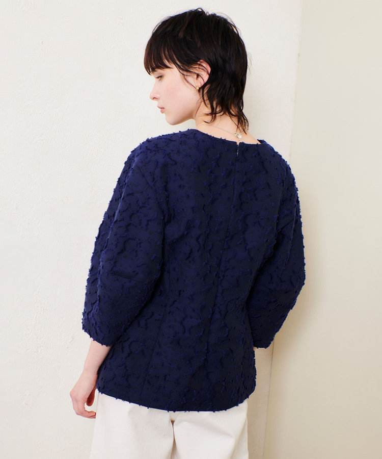 allureville ジャガードランタンスリーブブラウス ネイビー (65)