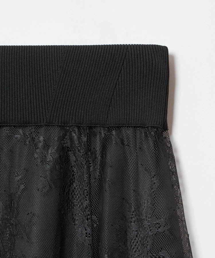 allureville フラワーレースシースルースカート ブラック (95)