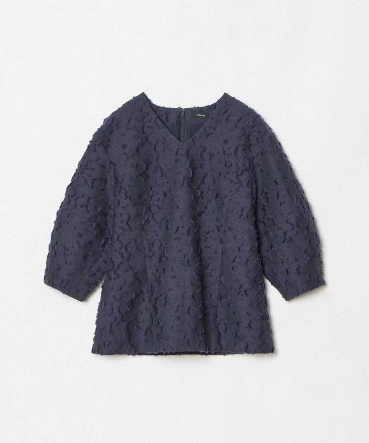 allureville ジャガードランタンスリーブブラウス ネイビー (65)