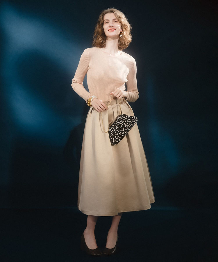 LOULOU WILLOUGHBY 【LOULOU WILLOUGHBY】ヘビーサテンタックスカート ベージュ (11)