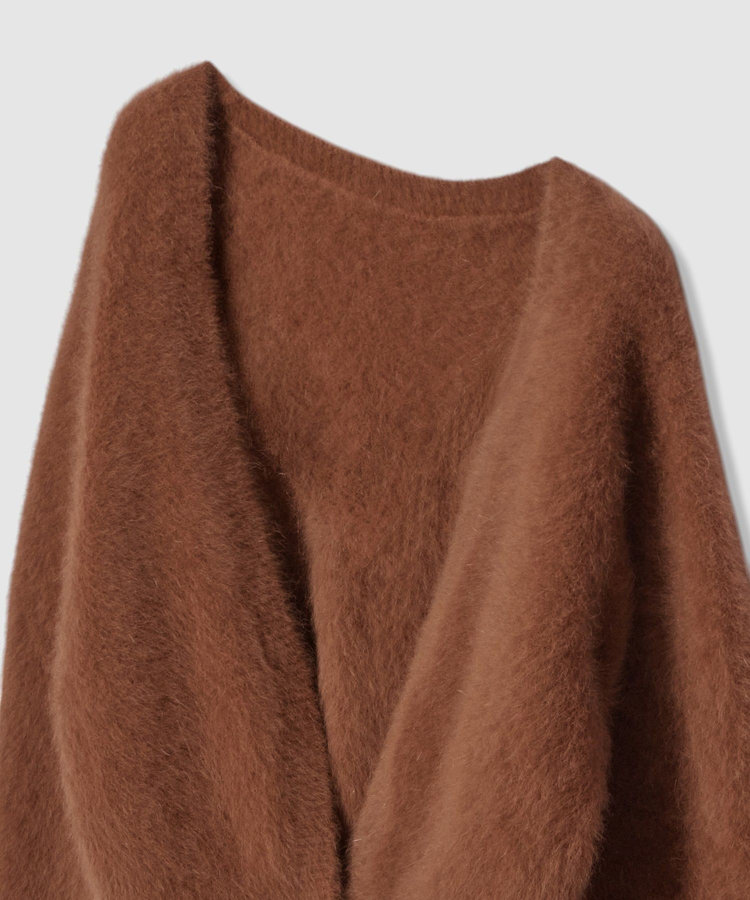 LOULOU WILLOUGHBY 【LOULOU WILLOUGHBY】カシミヤブレンドファー加工Ｖカーディガン キャメル (84)