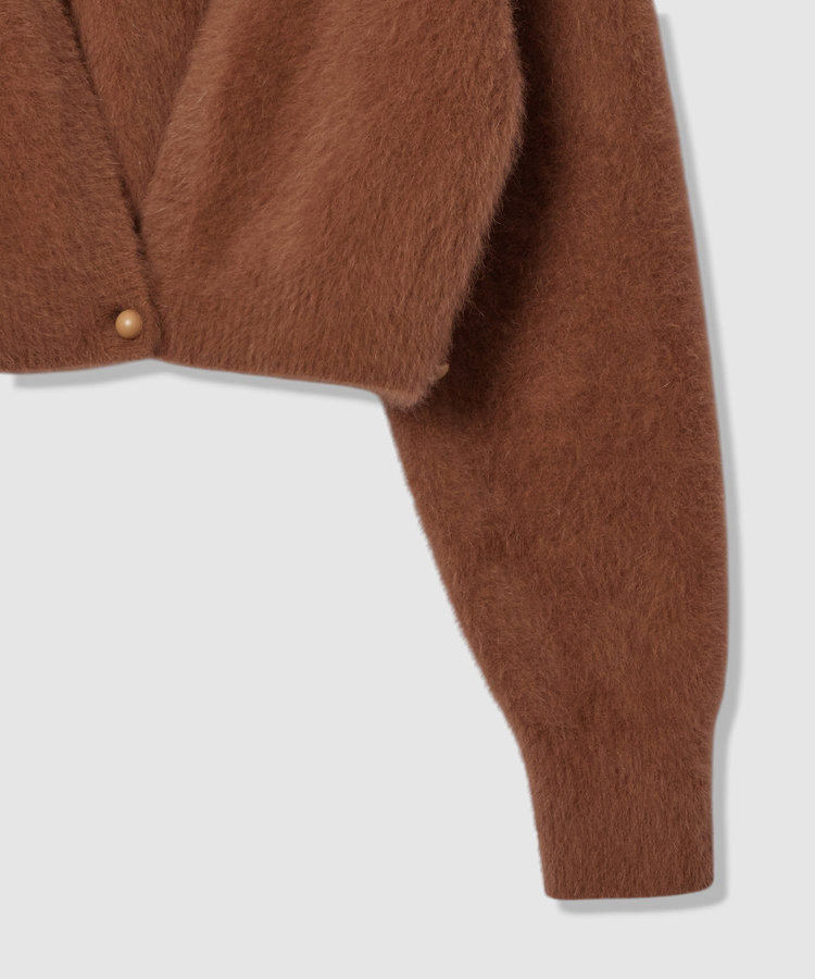 LOULOU WILLOUGHBY 【LOULOU WILLOUGHBY】カシミヤブレンドファー加工Ｖカーディガン キャメル (84)