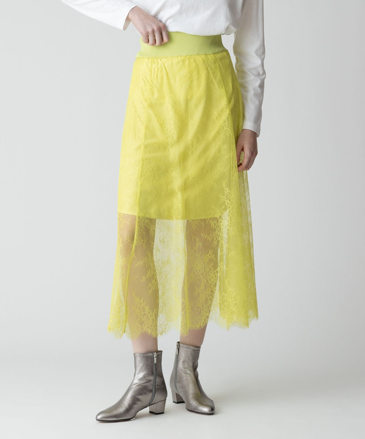 allureville フラワーレースシースルースカート イエロー (21)