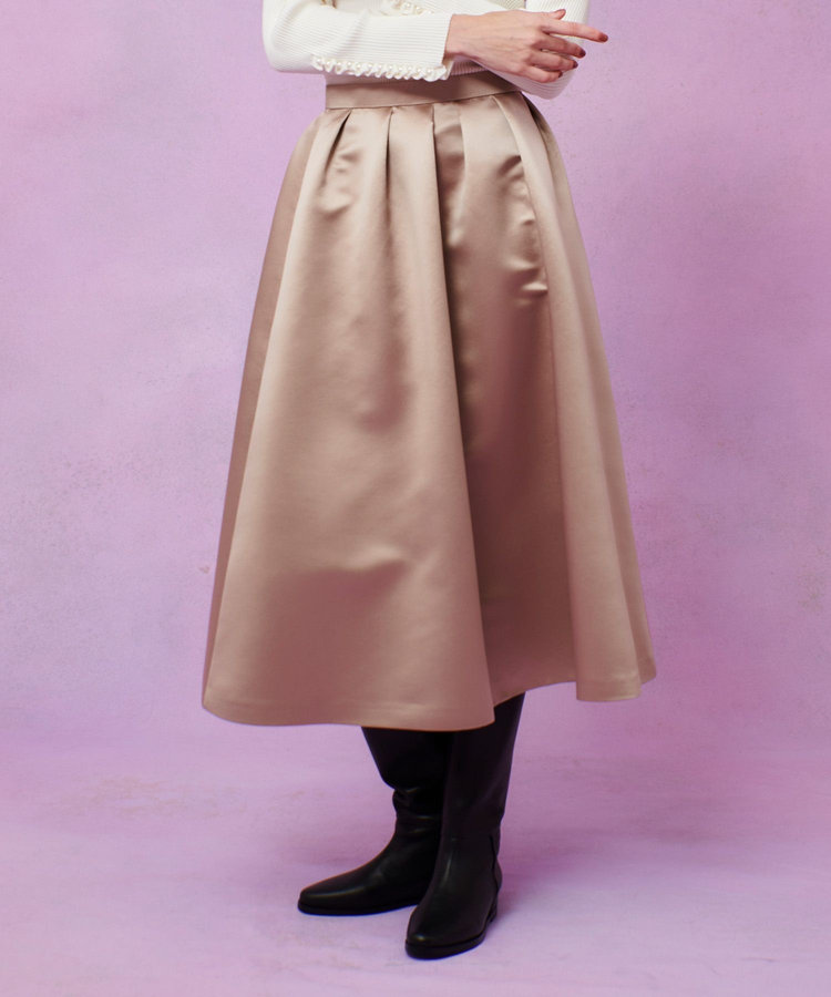 LOULOU WILLOUGHBY 【LOULOU WILLOUGHBY】ヘビーサテンタックスカート ベージュ (11)