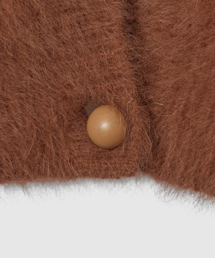 LOULOU WILLOUGHBY 【LOULOU WILLOUGHBY】カシミヤブレンドファー加工Ｖカーディガン キャメル (84)