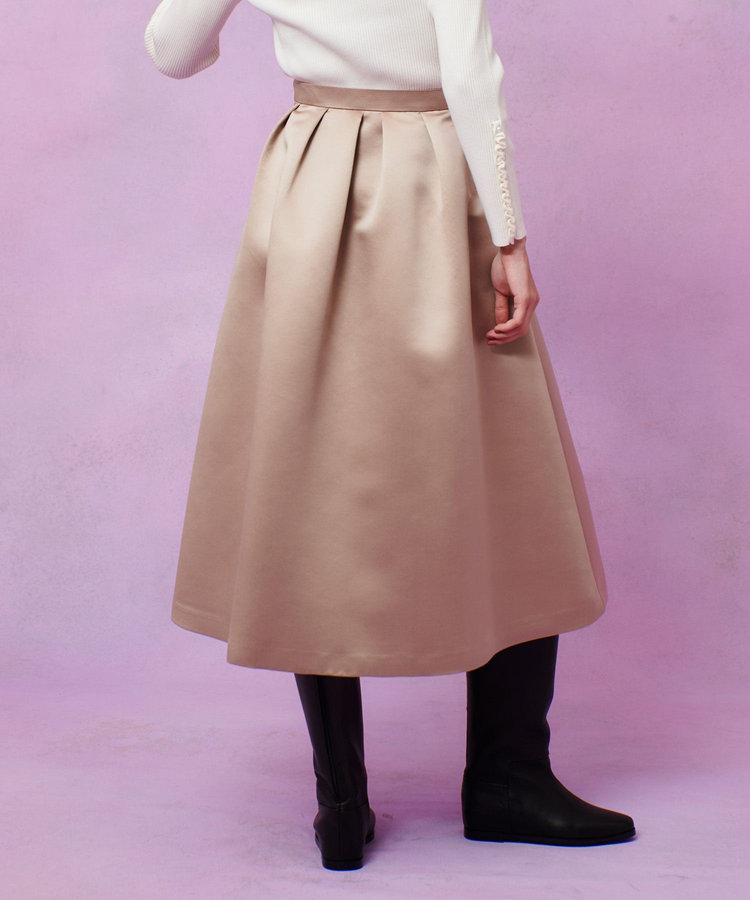 LOULOU WILLOUGHBY 【LOULOU WILLOUGHBY】ヘビーサテンタックスカート ベージュ (11)