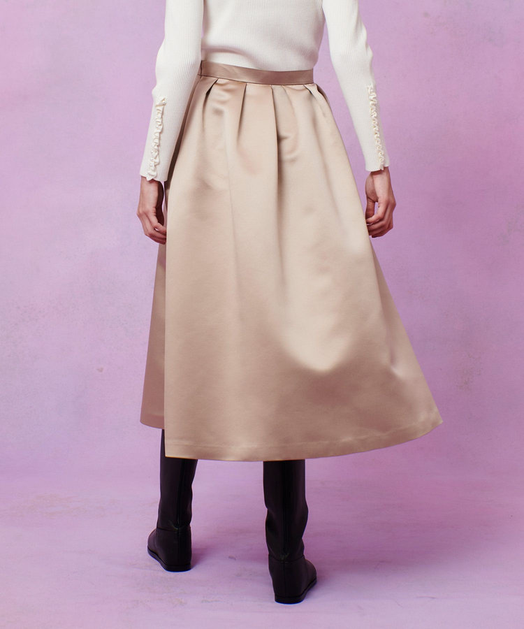LOULOU WILLOUGHBY 【LOULOU WILLOUGHBY】ヘビーサテンタックスカート ベージュ (11)