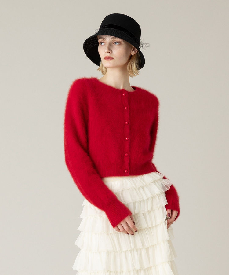 LOULOU WILLOUGHBY 【LOULOU WILLOUGHBY】クルーカーディガン レッド (43)