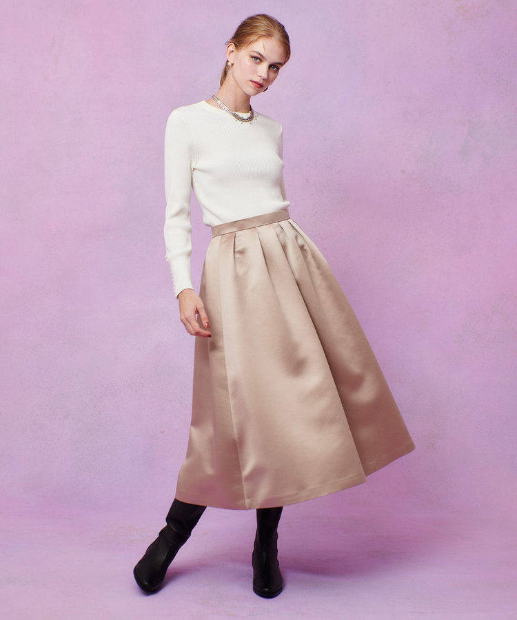 LOULOU WILLOUGHBY 【LOULOU WILLOUGHBY】ヘビーサテンタックスカート ベージュ (11)