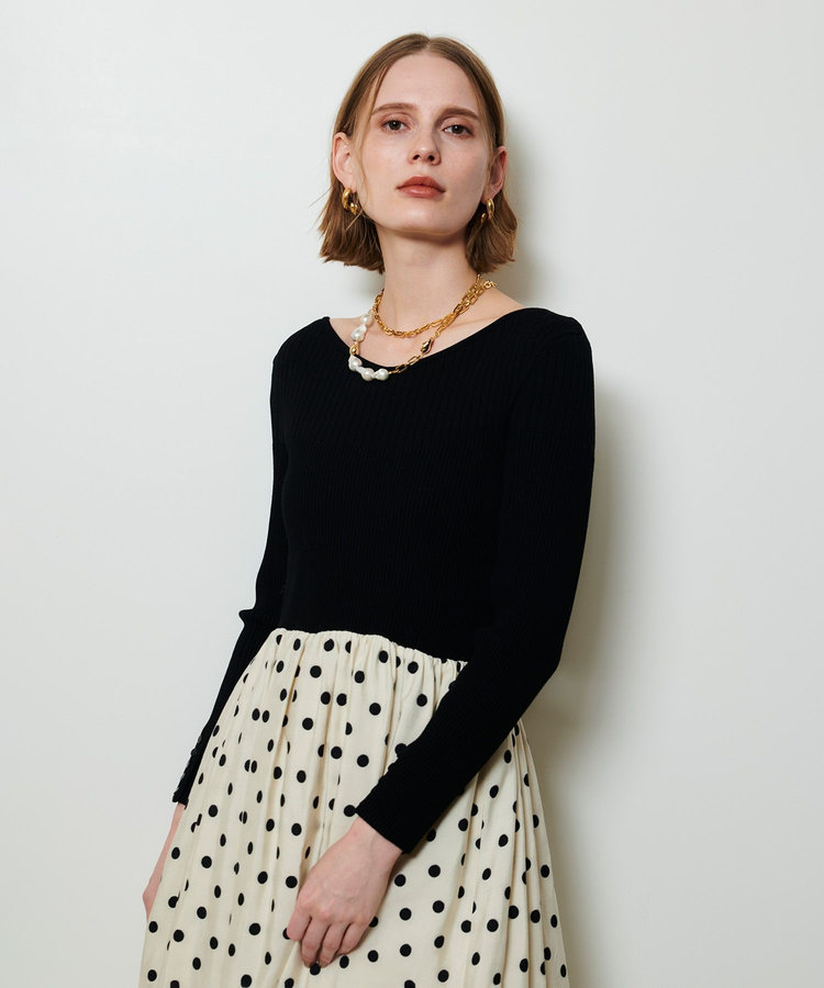 ドット柄ドッキングニットワンピース|allureville OFFICIAL SITE