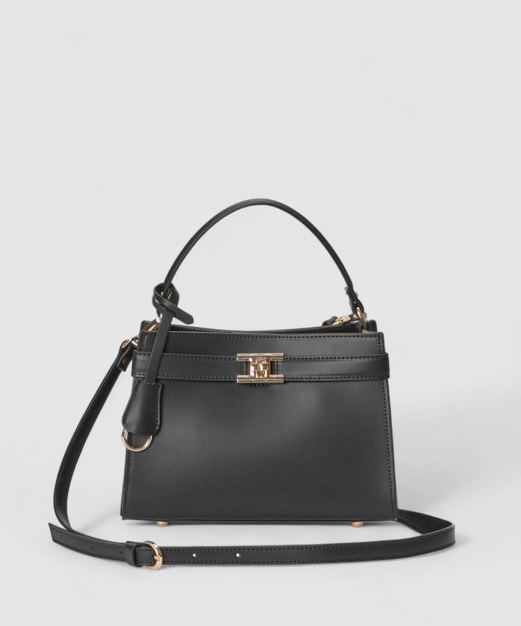 allureville ツイストバックルスクエアショルダーバッグ ブラック (95)