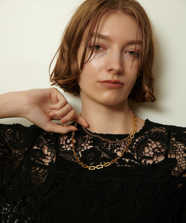 allureville コードレースブラウス ブラック (95)