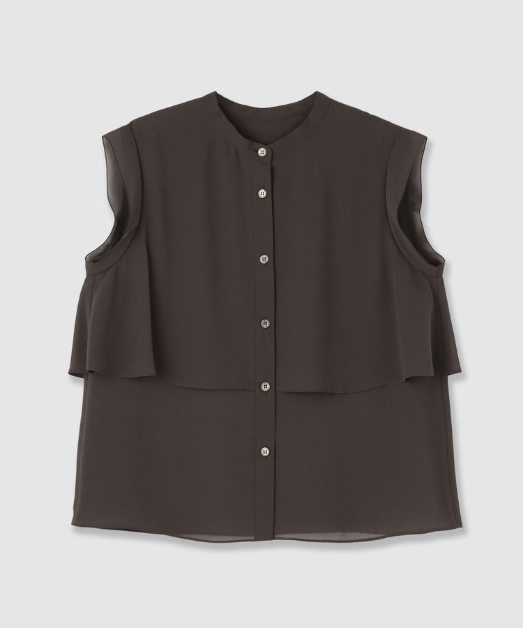 allureville ジョーゼットオーバーラップブラウス ブラウン (81)