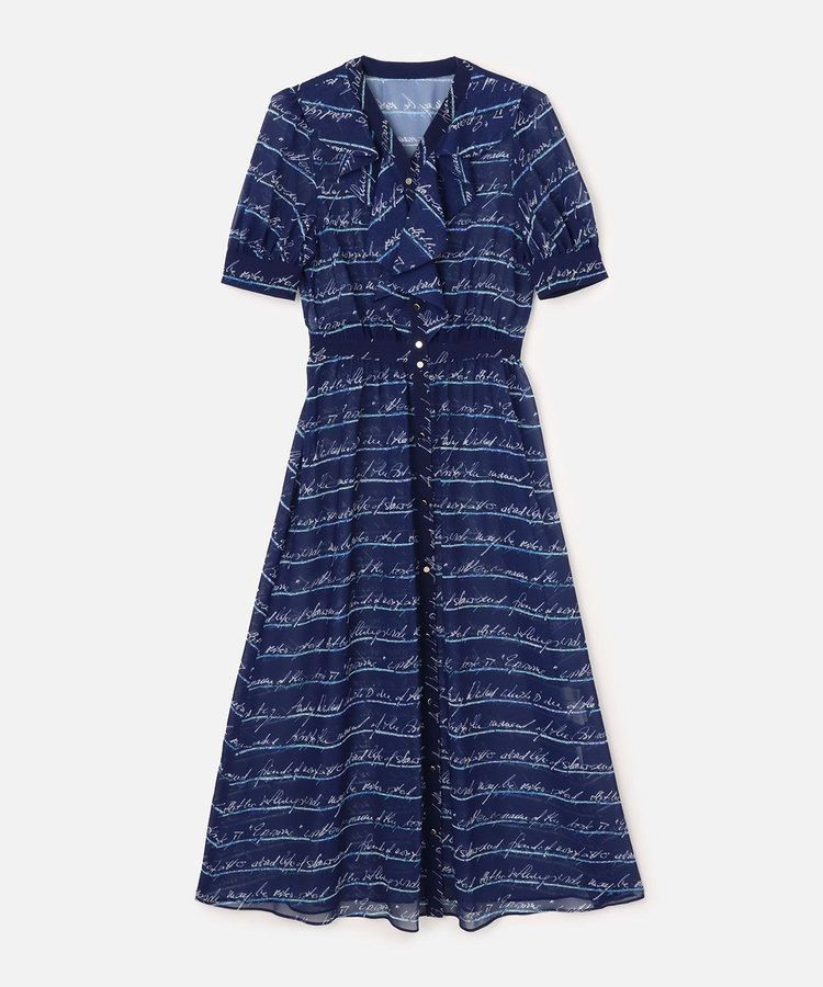 LOULOU WILLOUGHBY 【LOULOU WILLOUGHBY】RATTIレタードボーダーワンピース ネイビー (65)