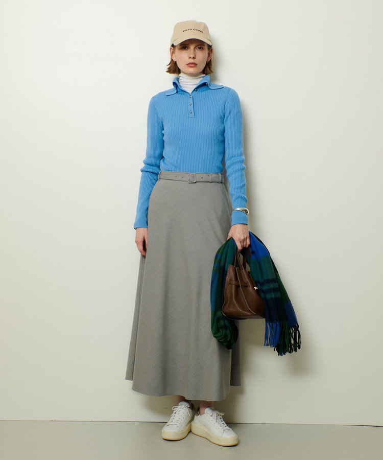 allureville サキソニーベルテッドナロースカート グレー (92)