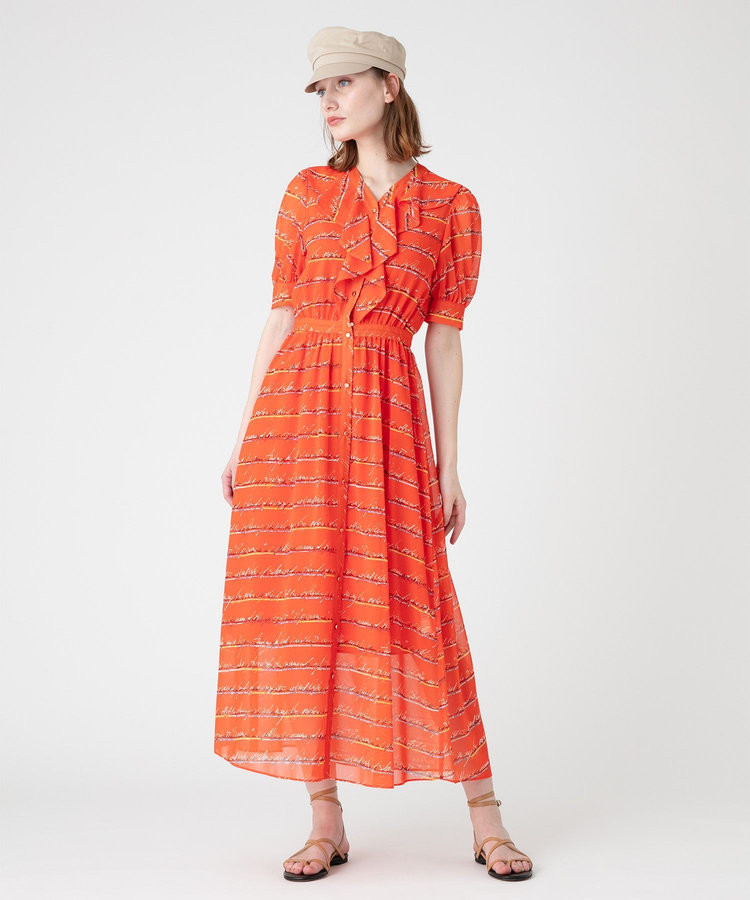 LOULOU WILLOUGHBY 【LOULOU WILLOUGHBY】RATTIレタードボーダーワンピース オレンジ (31)