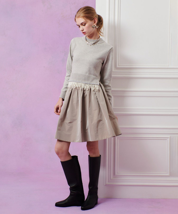 LOULOU WILLOUGHBY 【LOULOU WILLOUGHBY】タフタギャザースカート グレージュ (15)