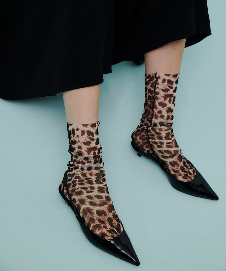 buying 【MARCOMONDE(マルコモンド)】TULLE TABI SOCSK ANIMAL ブラウン系 (88)