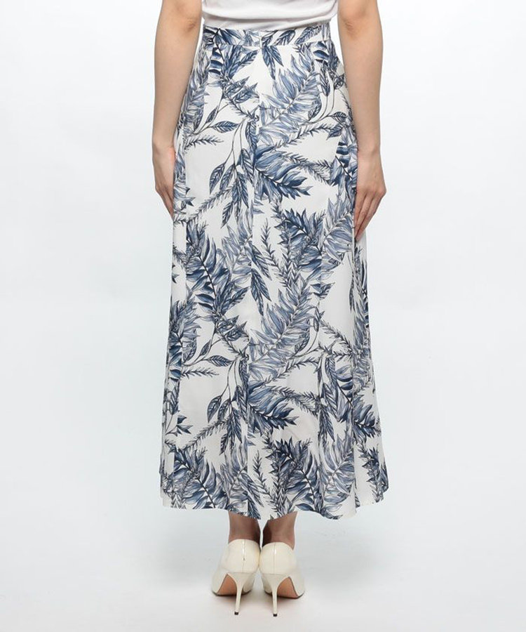 allureville リーフプリントサイドギャザースカート オフホワイト (02)