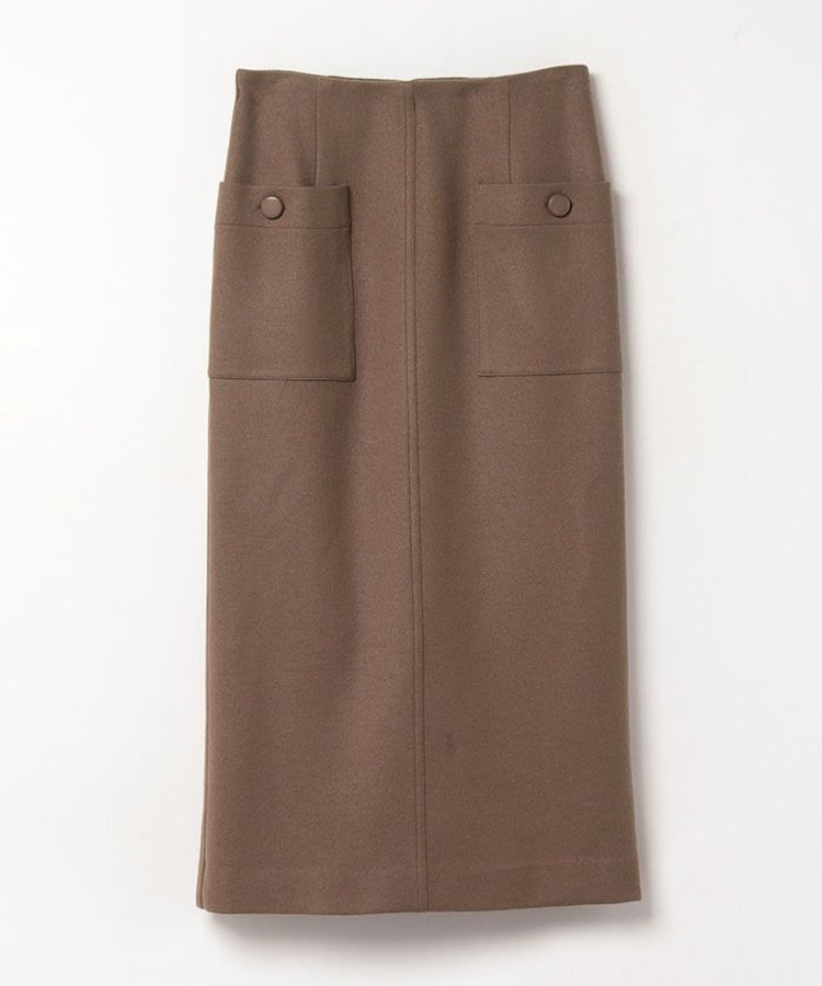 allureville カラーメルトン釦付きタイトスカート モカ (85)