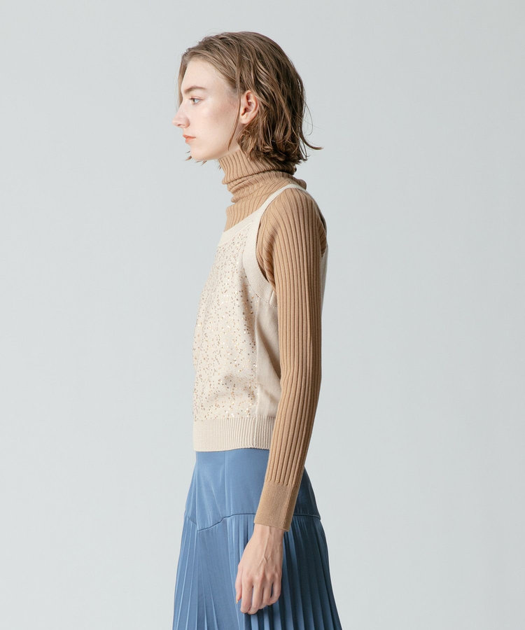 allureville 釦ディティール2WAY ネックリブプルオーバー ベージュ (11)