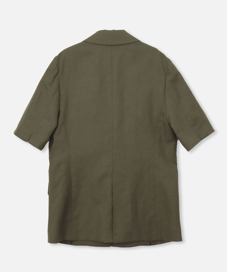 allureville ◇リネンコンシャークスキンハーフスリーブジャケット カーキ (76)