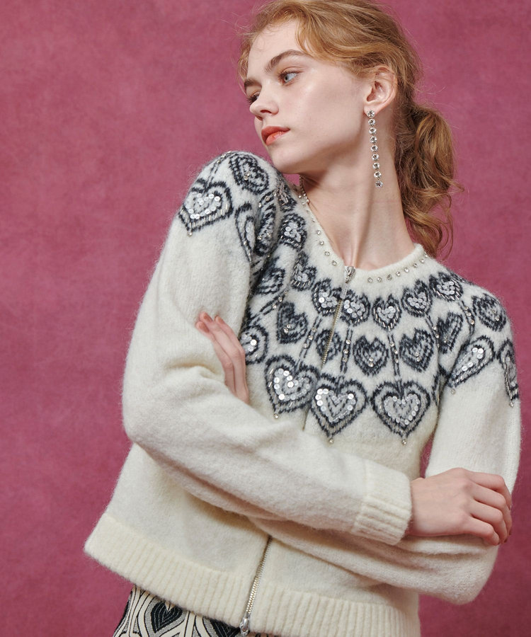 LOULOU WILLOUGHBY フラワーエンブロイダリープルオーバー ニット