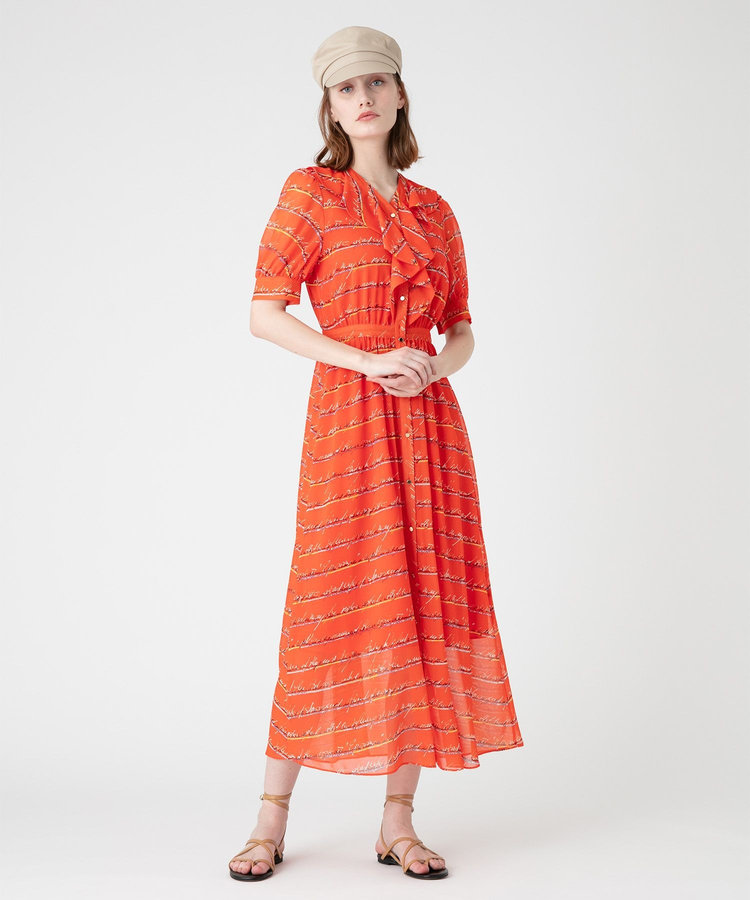 LOULOU WILLOUGHBY 【LOULOU WILLOUGHBY】RATTIレタードボーダーワンピース オレンジ (31)