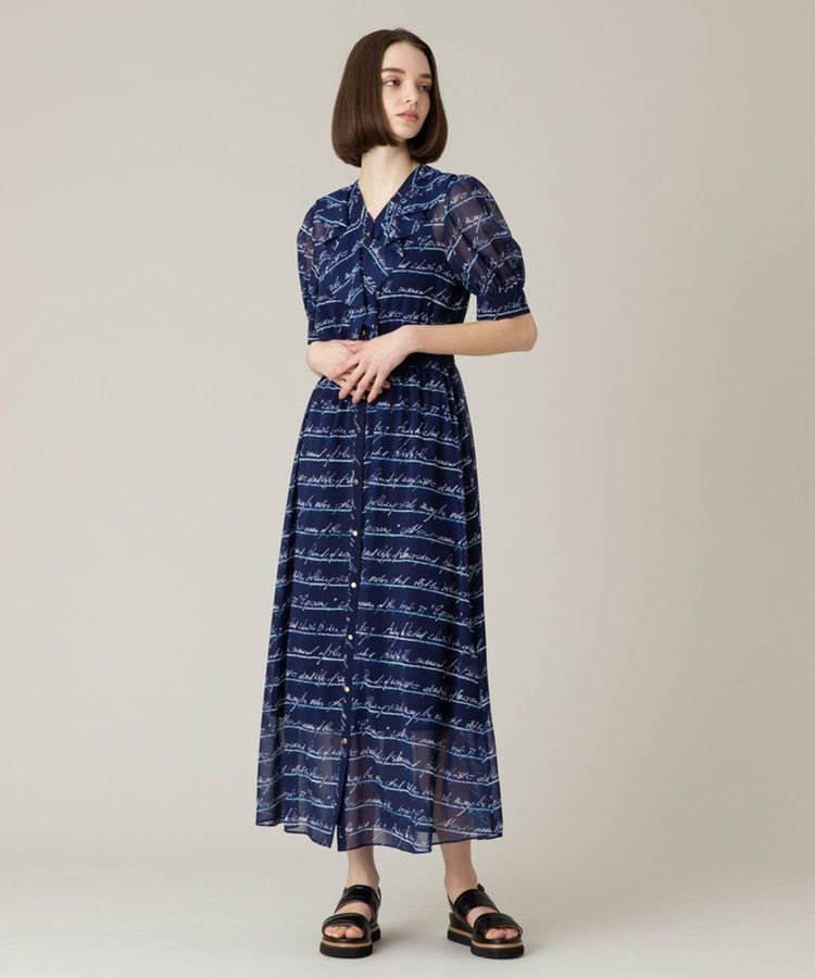 LOULOU WILLOUGHBY 【LOULOU WILLOUGHBY】RATTIレタードボーダーワンピース ネイビー (65)