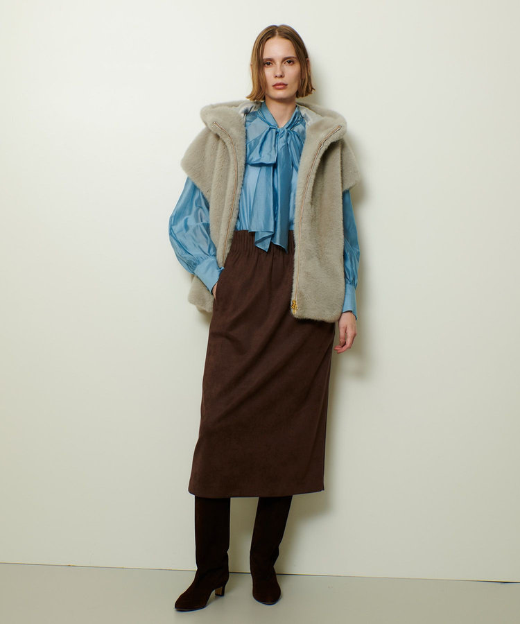 allureville フェイクスエードスカート ブラウン (81)