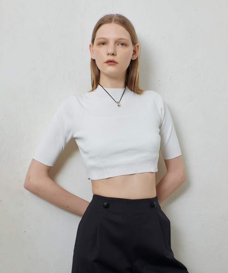 allureville ショートレングスモックネックプルオーバー オフホワイト (02)