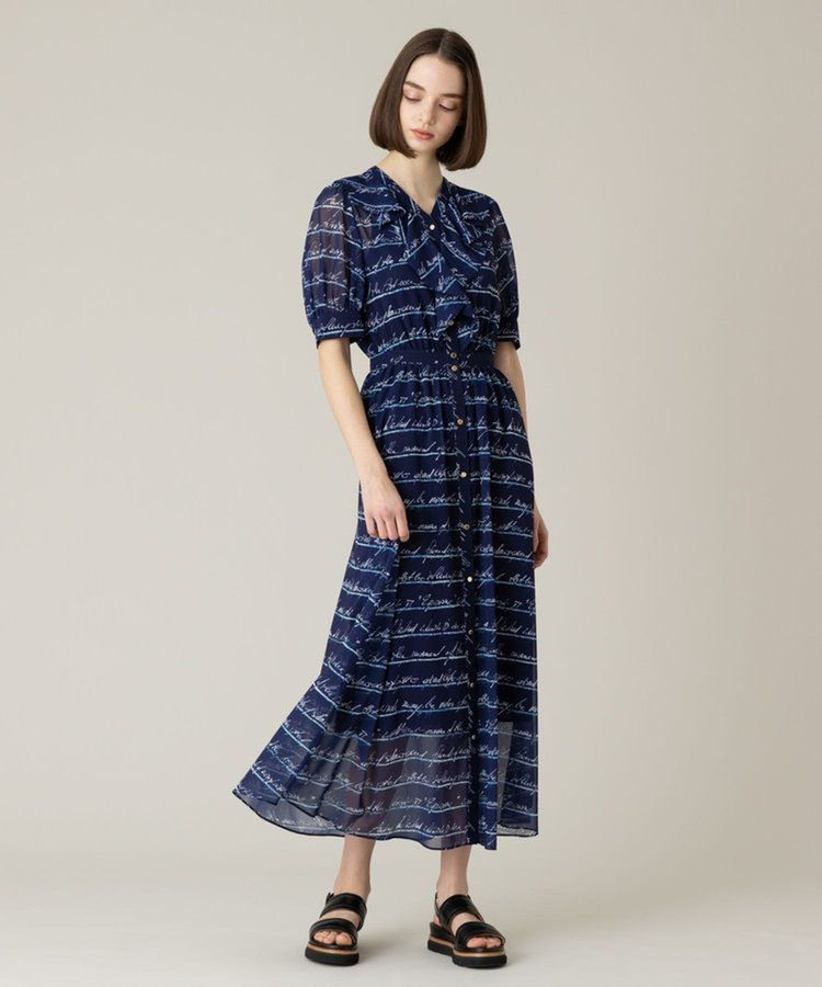 LOULOU WILLOUGHBY 【LOULOU WILLOUGHBY】RATTIレタードボーダーワンピース ネイビー (65)