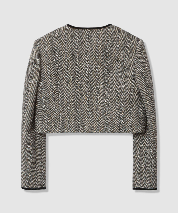 LOULOU WILLOUGHBY 【LOULOU WILLOUGHBY】LINTONラメツイードショートジャケット グレー (92)