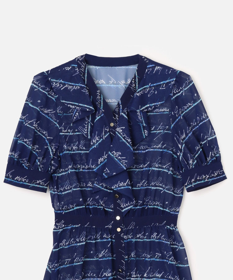 LOULOU WILLOUGHBY 【LOULOU WILLOUGHBY】RATTIレタードボーダーワンピース ネイビー (65)