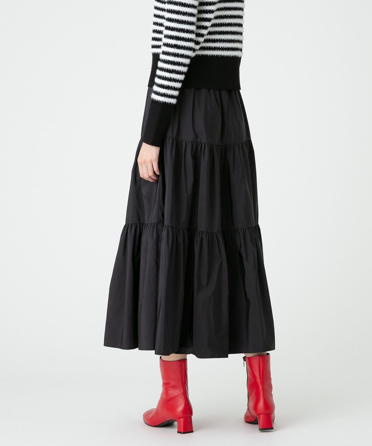 LOULOU WILLOUGHBY 【LOULOU WILLOUGHBY】タフタティアードスカート ブラック (95)